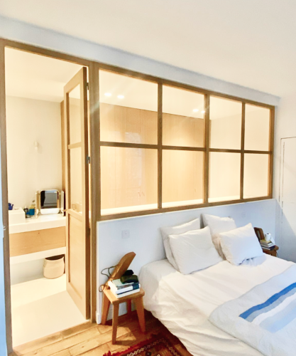 Séparation verrière bois de chambre