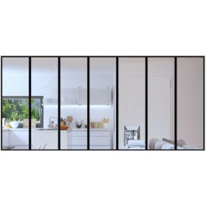 Verrière acier en kit 7 modules - Standard de H 1400 x L 3500 - Noire RAL 9005